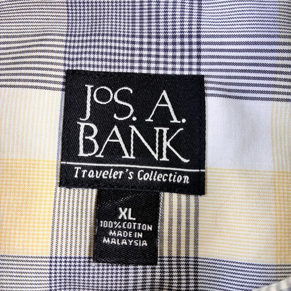 Jos A Bank Traveler's Collection Button Up Shirt Men's XL Long Sleeve Gray Plaid - Picture 4 of 16